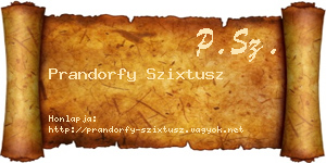 Prandorfy Szixtusz névjegykártya